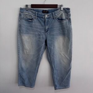 Seven7 Girlfriend Cropped Jeans Light Wash Embellished Pockets Women Size 14